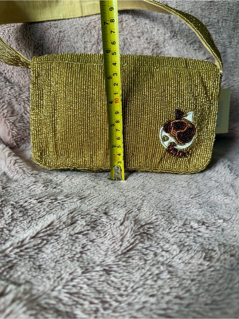 ๐ Viral SOL and Mer Beaded Cat Embroidered Shoulder Bag in Gold - Picture 10 of 15